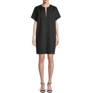 VINCE Classic Black Cotton Poplin Popover Dress